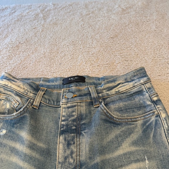 AMIRI Vintage Bandana Artpatch Jeans Clay Indigo 31x34” - Picture 6 of 16